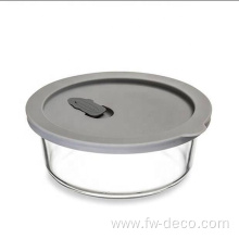 clear Round Heatproof Glass Container with Grey lid